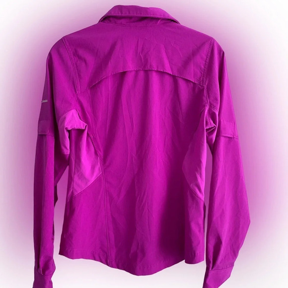 COLUMBIA Omni-Shade Sun Protection  Magenta Button Down Hiking Camping Shirt XS - Picture 2 of 15
